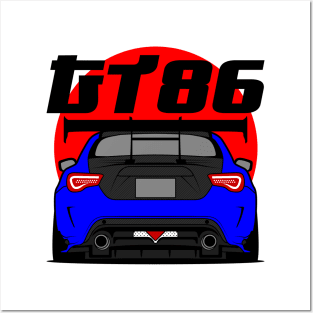 Tuned GT86 Rear Blue Posters and Art